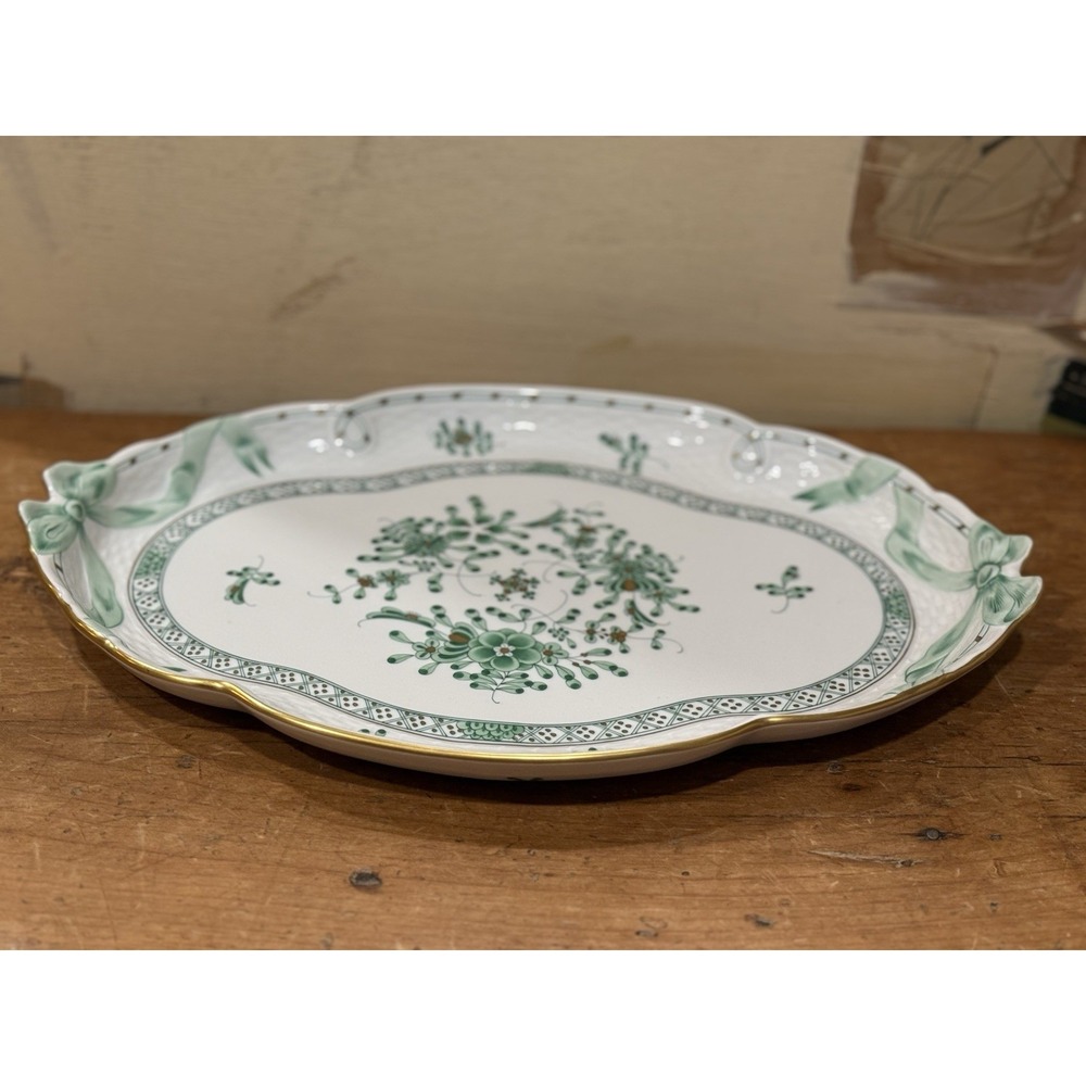 Herend Hungary Chinese Bouquet Green Oval Serving‎ Platter 15.75 RARE